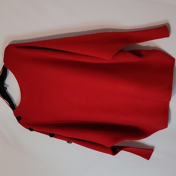 Greige Red Dolman Sleeveless Ribbed Sweater - Picture 10 of 15